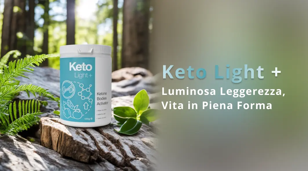 Barattolo di Keto Light+ su sfondo naturale